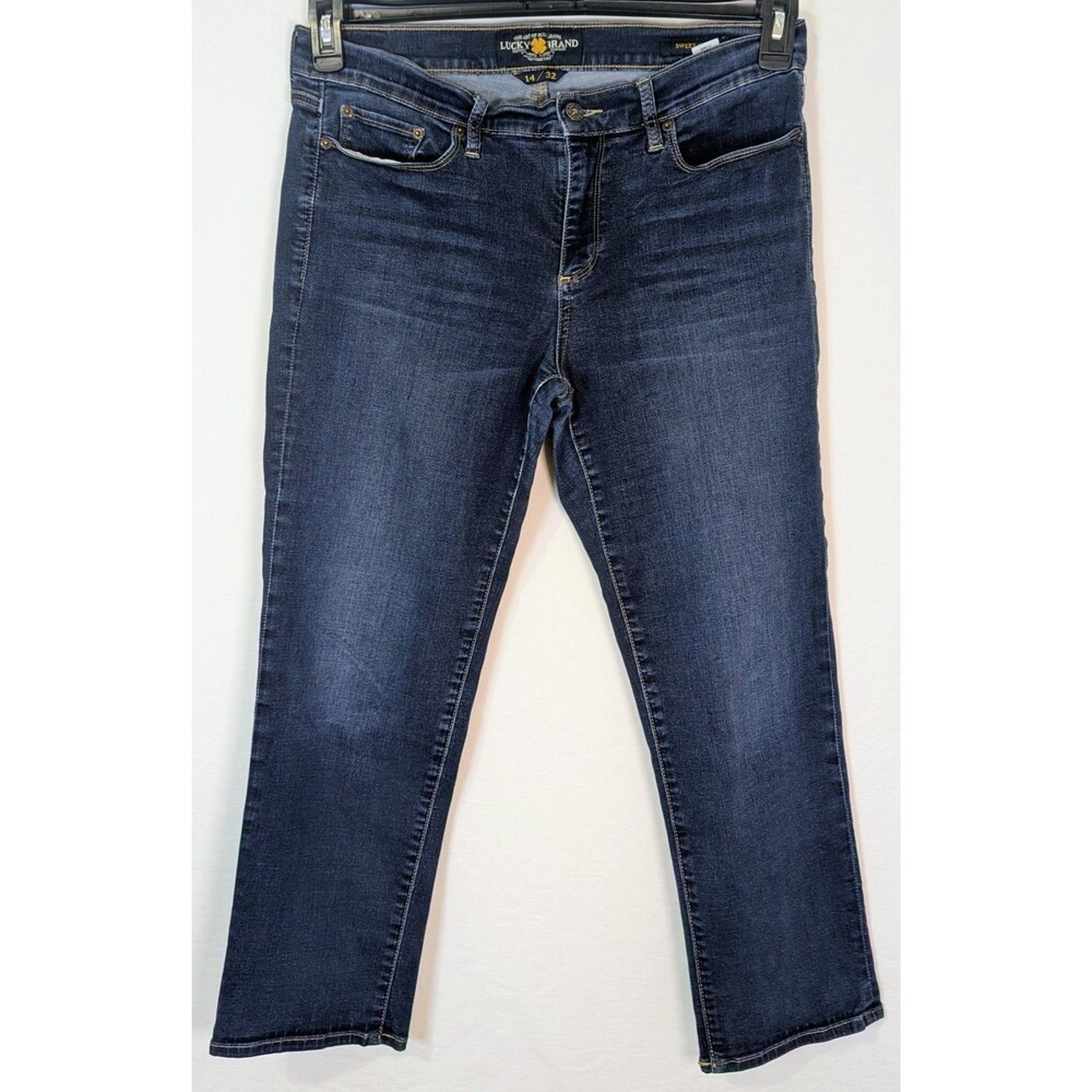 Lucky Brand Sweet Straight Women's Jeans Size 14 Short Dark Wash Stretch Denim